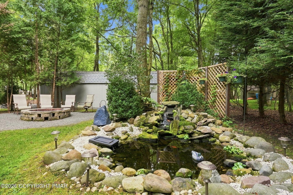 Exterior Pond & Sitting Area